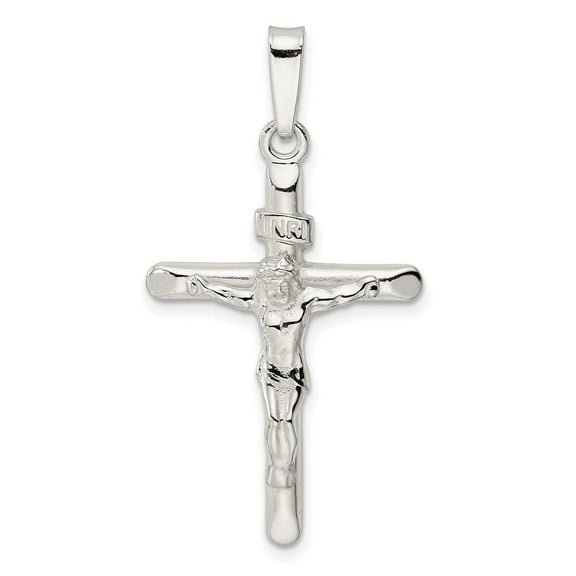 Auriga Fine Jewelry 925 Sterling Silver Polished Crucifix Cross Pendant for Women (L - 38.8mm, W - 21.35mm)