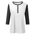 thumbnail image 4 of Summer Women Shirt Women's Fashion Casual Round Neck 3/4 Sleeve Color Block Button T-shirt Top, 4 of 6