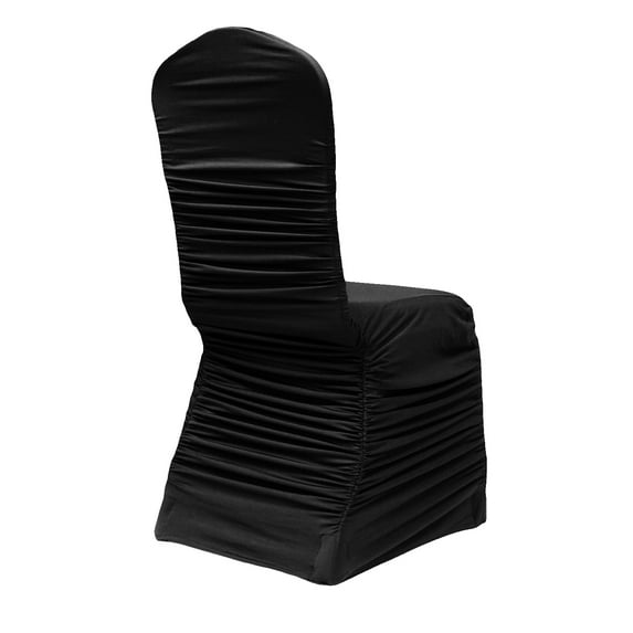 Ruched Fashion Spandex Banquet Chair Cover Fits: Round Banquet or Crown Top Banquet - Black, 1 Piece