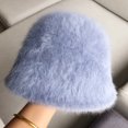 thumbnail image 1 of LinYooLi Rabbit Hairy Hat Female Autumn And Winter Versic Plush Fisherman Hat Version Of The Face, Small Bucket Hat, Warm Basin Hood, 1 of 9
