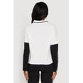 thumbnail image 5 of Womens Varsity Stripe Foil Screen Graphic Layered Look Sweater, 5 of 5