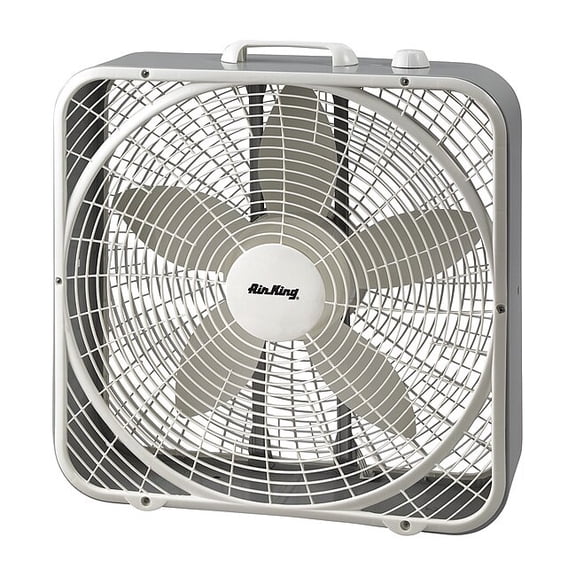 Box Fan W/ 20 in Blade Dia, Non-Oscillating, 3 Speeds, 120V AC, 6 ft L Cord