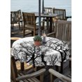 thumbnail image 3 of Outdoor Tablecloth with Umbrella Hole Zipper Modern Tree Branches Round Tablecloth 60" Waterproof Outside Table Cloth Contemporary Gray Botanical Patio Table Cover Tablecloths for Picnic Party, 3 of 8