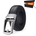 thumbnail image 1 of Noir Ceinture Homme, Ceinture en Cuir pour Homme, Rglable Ceinture Boucle Automatique 3.3cm * 120cm (Bote incluse), Ceinture en cuir d'affaires, Vaca, 1 of 5