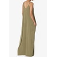 thumbnail image 4 of TheMogan Women's Casual V-Neck Draped Jersey Cami Long Maxi Dress W Pocket Summer Beach Khaki Green L, 4 of 6