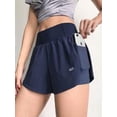 thumbnail image 2 of La yoga pone en cortocircuito a las mujeres que ejecutan los pantalones cortos Ropa deportiva de secado rápido, azul marino, L AweSitey AP001149-11B, 2 of 7