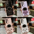 thumbnail image 6 of 6D Plating Astronaut Hidden Stand Case Cover for Samsung Galaxy S23 Ultra 5G Women Astronaut Folding Bracket Kickstand iPhone Case with Camera Protector Soft TPU Shockproof Bumper - White, 6 of 12