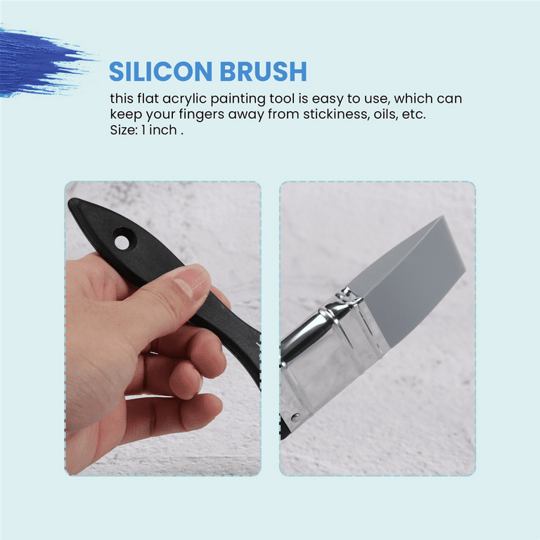 Silicone Color Shaper Brush Wide Firm Flat Silicone Paint Brush Flexible  Acrylic and Water Based Painting Tool, 1 Inches