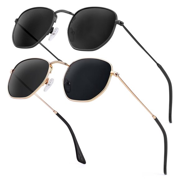 KALIYADI Polarized Sunglasses for Women and Men,Retro Hexagon Style Glasses with UV400 Protection Trendy Metal Frame