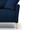 thumbnail image 4 of Modern Accent Chair, Soft Frosted Velvet Upholstered Armchair  with Golden Metal Legs, Single Reading Sofa Chair with Lumbar Pillow for Living Room, Bedroom, Reading Room, Blue, 4 of 8