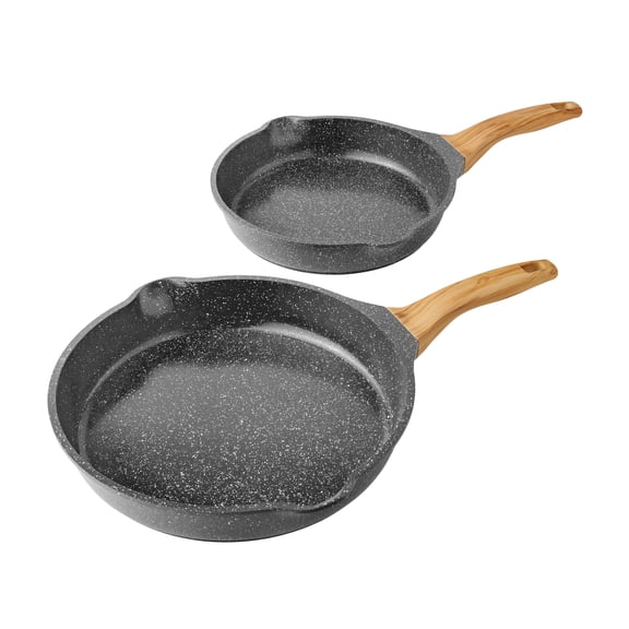 The Pioneer Woman Prairie Signature 2-Piece Cast Aluminum 10" & 12" Fry Pan Set, Charcoal Speckle