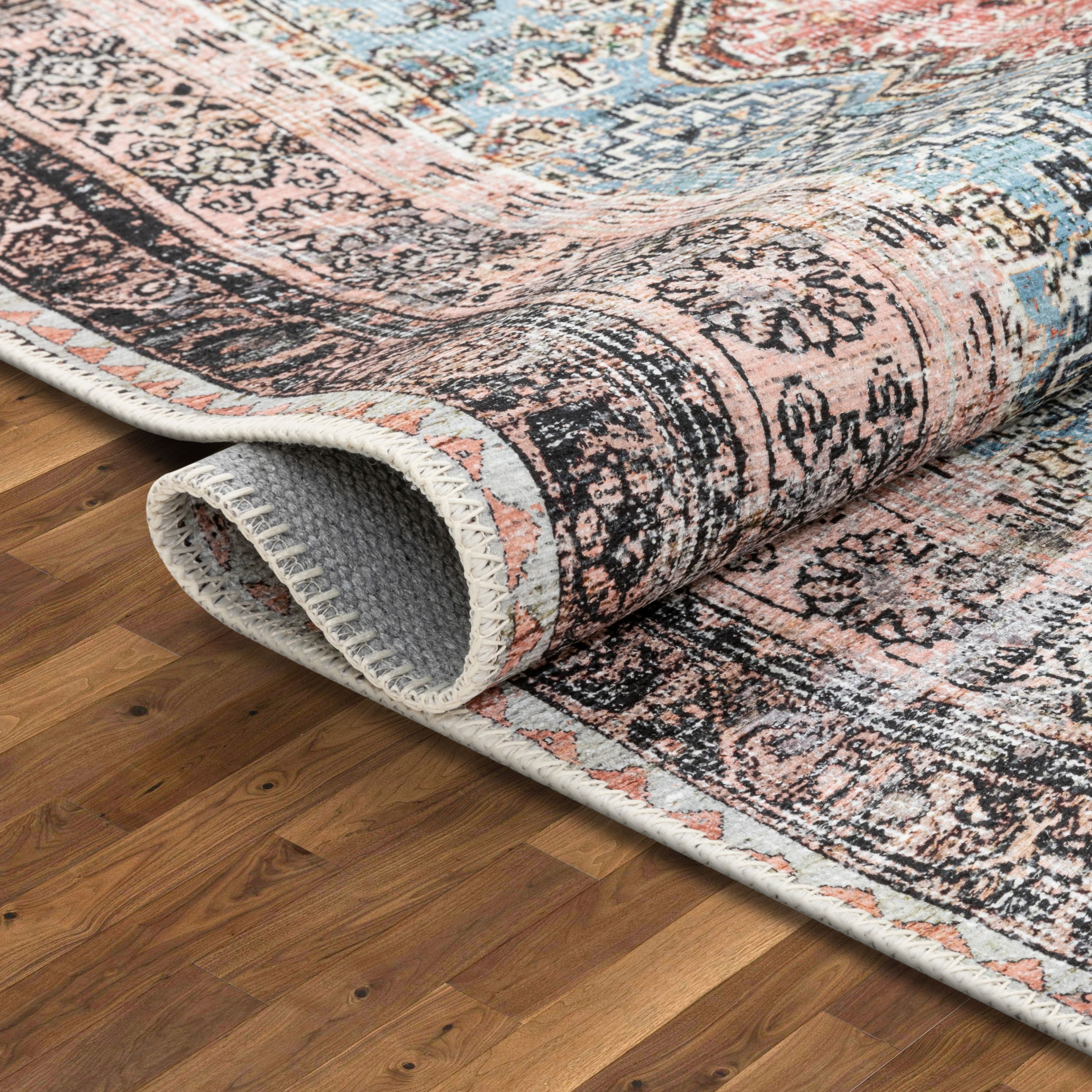 Well Woven Lotus Menda Vintage Medallion Aztec Bohemian Light Blue 3'11" x 5'3" Area Rug