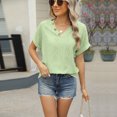 thumbnail image 3 of Yesfashion Womens Spring and Summer T-shirts V Neck Short Sleeve Buttons Tops Tee Loose Fit Blouse, 3 of 8