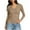 Khaki, variant on Ribbed Long Sleeve T Shirts for Womens Slim-fit Sexy Lace V Neck Blouses Stretchy Fitted Outdoor Y3K Tops