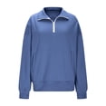 thumbnail image 5 of Domzest Womens Quarter Zip Pullover Long Sleeve Oversized Fleece Sweatshirts Trendy Collared Pullover Tops Daily Outfits Royal Blue 2XL, 5 of 7