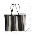 thumbnail image 2 of Bolso de mano para mujer, tela de lona a rayas, asa de PU, gran capacidad con cremallera MABOTO Negro, 2 of 7