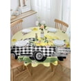 thumbnail image 5 of Summer Round Tablecloth 60 inches Black Plaid Truck with Lemons Fruit Yellow Theme Waterproof Oil-Proof Table Cloth Round Table Cover for Holiday Party Picnic Dinner Decor Indoor and Outdoor Use, 5 of 9