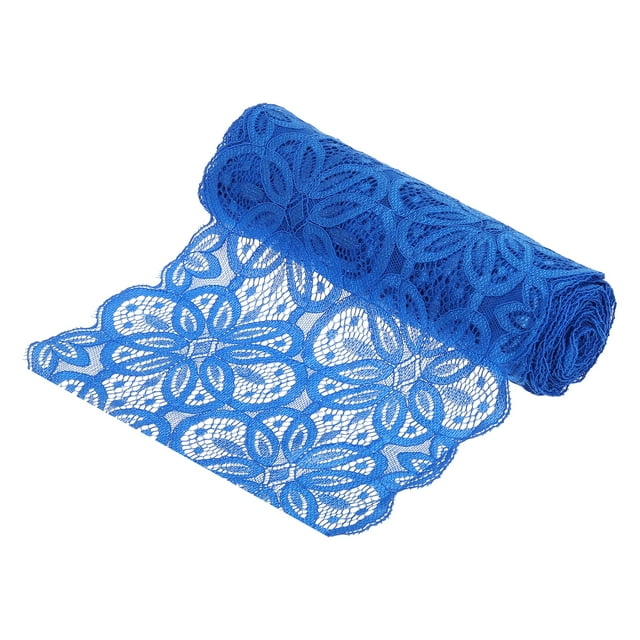 Unique Bargains Lace Ribbon 10 Yards 7 Inch Lace Flower Trim for Craft Headbands Wedding Blue