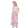 thumbnail image 2 of Gamivast Girls Maxi Floral Skirt 2025 Summer Boho Casual Flowy Holiday Pleated Elastic Waist A Line Beach Skirts Pink 7 Years Vestidos De Verano Para Niña, 2 of 8