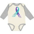 thumbnail image 3 of Inktastic Suicide Prevention Ribbon with Blue and Purple Hearts Boys or Girls Long Sleeve Baby Bodysuit, 3 of 5