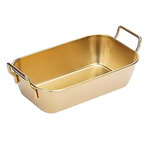 OADUKQ Stainless Steel Serving Tray 10.5 X 10.5 X, Stackable Nesting Design, for Serving Snacks at Parties or Movie Nights, Gold