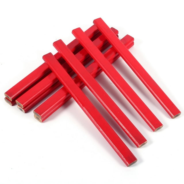 Octagonal 10 Pcs/Set Carpenter Pencil, Red Paint Woodwork Pencil, For Woodwork Marking