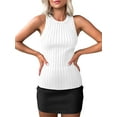 thumbnail image 1 of Liacowi Women Knitted Ribbed Tank Tops Solid Color Basic Summer Tops Sleeveless Vest Clothes for Streetwear, 1 of 9