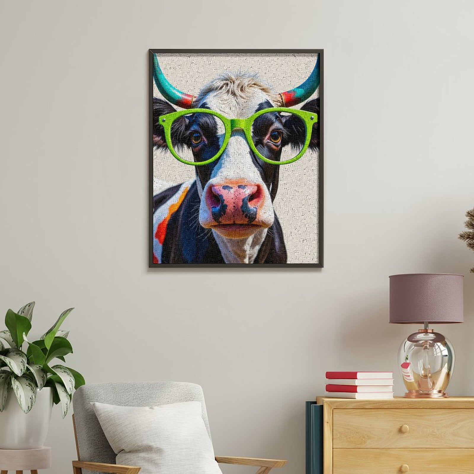 Paint by Numbers Kit for Adults, Cow Glasses Colorful Style Paint by Numbers, Easy Paint by Numbers Kit for Adults Beginner, DIY Adult Paint by Number Kits on Canvas, 12x16in Home Decor