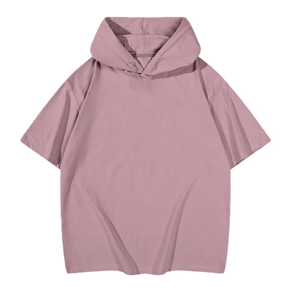 GiLiling Boys Short Sleeve Hoodie Youth Athletic Workout Pullover Kids Sports Soccer Baseball Lightweight Hooded Shirt (Pink, 8-9 Years)
