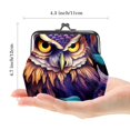 thumbnail image 2 of Owl Elegant Coin Purse with Zinc Alloy Jaws 4.3x4.7 in/11x12 cm Minimalist Wallet - Durable and Luxurious Design for Your Essentials - Includes Keychain Attachment - Ideal for Men and Women, 2 of 7