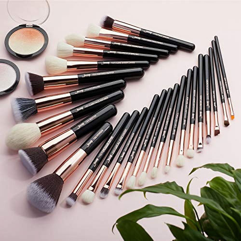 Jessup Brand 25pcs Professional Makeup Brush set Beauty Cosmetic Foundation Power Blushes eyelashes Lipstick Natural-Synthetic Hair Brushes set (Black/Rose Gold)