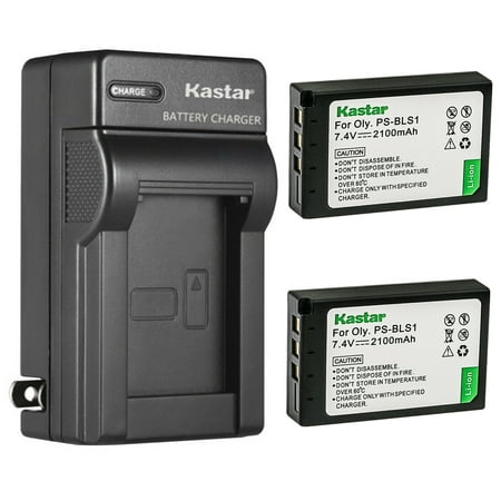 Image of Kastar 2-Pack Battery and AC Wall Charger Replacement for Olympus BLS-1 PS-BLS1 Battery BCS-1 PS-BCS1 Charger E-400 E-410 E-420 E-450 E-600 E-620 E-P1 E-P2 E-P3 E-PL1 E-PL1s E-PL3 E-PM1 Camera