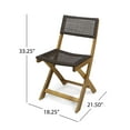 thumbnail image 3 of GDF Studio Brooke Outdoor Wood and Wicker Folding Bistro Chairs, Set of 4, Teak and Brown, 3 of 11