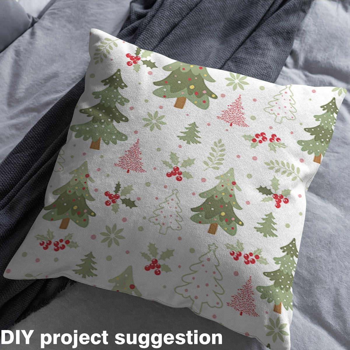 Castle Fairy Kids Festival Xmas Fabric by the Yard 1 Yard,Christmas Tree Home Decor Fabric by the Yard,Botanical Plants Berry Room Decor Fabric by the Yard,Breathable Home Decor
