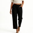 thumbnail image 3 of FRSASU Women's Wide Leg Capri Pants Elastic Waist Casual Loose Lounge Summer Flowy Beach Vacation Trousers Black, 3 of 6