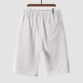 thumbnail image 6 of Men's Linen Cotton Shorts Drawstring Elastic Waistband Shorts Summer Casual Lightweight Beach Vacation Linen Shorts Flat Front Cotton Linen Wear with Pockets,White L, 6 of 6