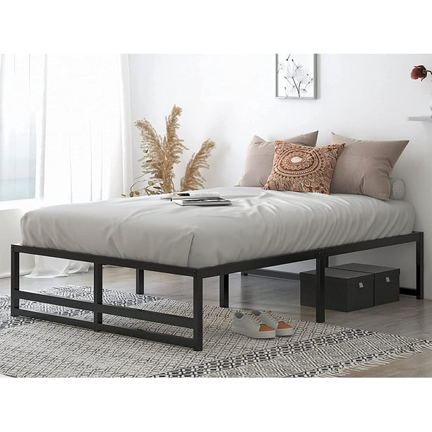 Allewie Full Size Metal Platform Bed Frame with 14" Under Bed Storage, Strong Metal Slats