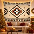 thumbnail image 3 of Geometric Medallion on Beige Background, Cozy Folk Art for Southwestern Decor Lovers, Tribal Pattern Wall Art, Housewarming Gift, Tapestry Wall Hanging for Living Room and Bedroom, 3 of 7