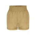 thumbnail image 4 of FengLS Women's Short Pants Casual High Waist Smocked Shorts Rolled Cuff Sports Shorts with Pockets Solid-Color Loungewear Shorts, 4 of 8