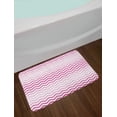 thumbnail image 2 of Light Pink Bath Mat, Chevron Zigzag Pattern with Twisted Parallel Lines in Vibrant Tones Graphic, Non-Slip Plush Mat Bathroom Kitchen Laundry Room Decor, 29.5 X 17.5 Inches, Magenta White, Ambesonne, 2 of 2