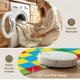 thumbnail image 5 of ODIKA 8'x10' Washable Area Rug Durable, Non-Slip Block Hopscotch Retro Storybook Rainbow Playful Interlocking Grid with Crisp Edges for Living Room, Under Sectional, Family, 5 of 7