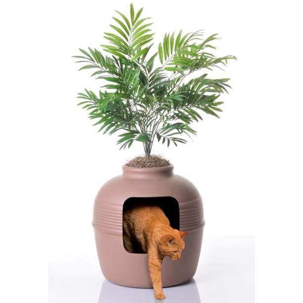 Hidden Litter Box, Artificial Plants & Enclosed Cat Planter Litter Box