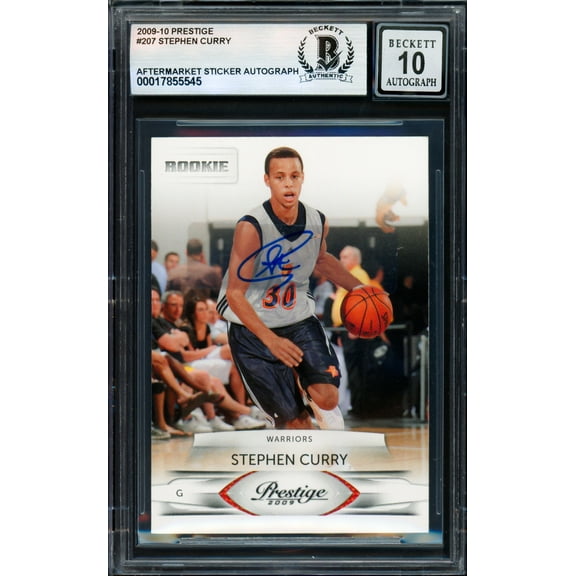 Stephen Curry Autographed 2009-10 Panini Prestige Card #207 Golden State Warriors Auto Grade Gem Mint 10 Beckett BAS #17855545