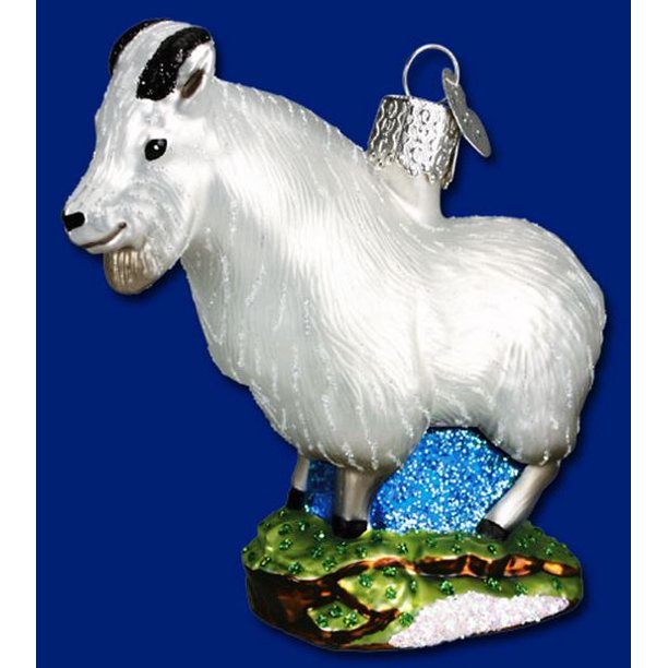 Old World Christmas White Mountain Goat Glass Ornament 12185 Decoration