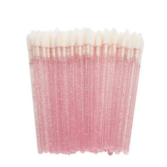 Disposable Bling Lip Brushes Lipstick Gloss Wands Applicator Perfect Makeup Tool Kits (Pack of 100pcs, Pink)