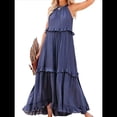 thumbnail image 2 of Vestido de Verano para Mujer, de Algodón, Sin Mangas, con Cuello Halter, Informal, Bohemio, Holgado, Azul Marino XL, 2 of 7