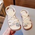 thumbnail image 6 of UngA Sandals for Kids Girls Girls Platform Wedge Open Toe Sandals with Buckle Ankle Strap for Little Kid/Big Kid Flower Girl Sandals(Beige,Size 10), 6 of 8
