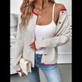 thumbnail image 4 of Cárdigan de Punto con Botones para Mujer, Suéter Informal de Cuello Redondo y Larga, Ropa de Abrigo. Gris S, 4 of 10