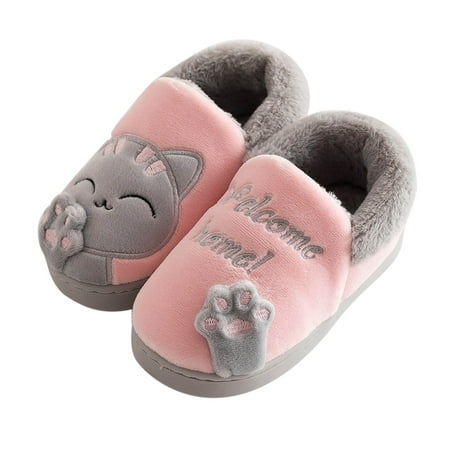 

Aoochasliy Slippers for Kids Winter Christmas Clearance Winter Slippers Boys Girls House Slippers Cartoon Cat Non-slip Home Indoors Shoes