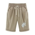 thumbnail image 4 of LEBONYARD Summer Clearance Womens Shorts,Women's Shorts with a Unique Style,Women's Shorts and Linen Fashionable Printing Elastic Waist 5-inch Pants Drawstring 5-inch Shorts Beige L, 4 of 4
